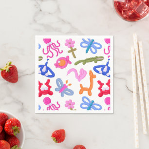 Cute Balloon Animals Colourful Kids Pattern Napkin