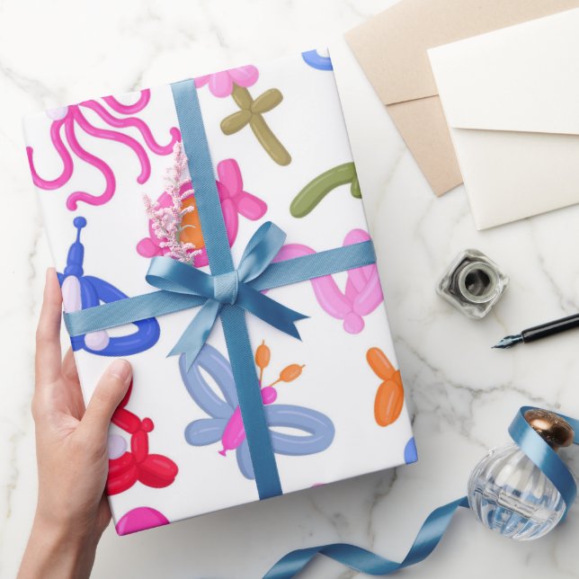 Cute Balloon Animals Colourful Kids Pattern Wrapping Paper (Gifting)