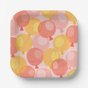 Cute Balloon Birthday Paper Plates