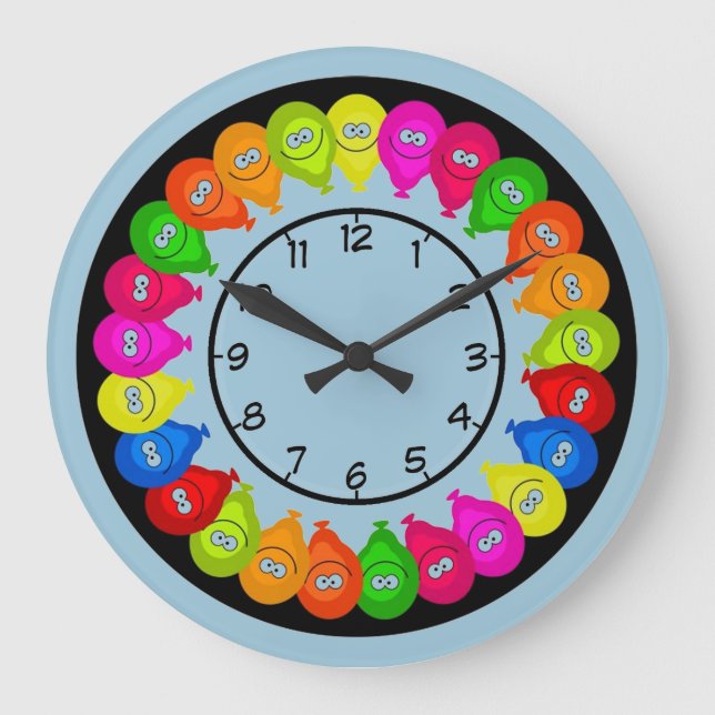Cute Balloon Pattern Kids Wall Clock (Front)