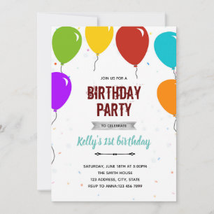Cute balloon theme shower birthday invitation