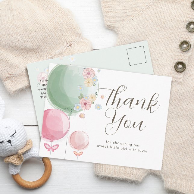 Cute Balloons | Baby Shower Thank You Postcard (Cute Balloons | Baby Shower Thank You Postcard)