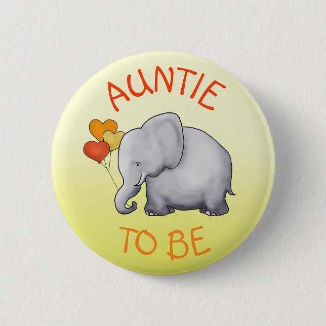 Cute Balloons Elephant Baby Shower Auntie-to-Be 6 Cm Round Badge (Front)
