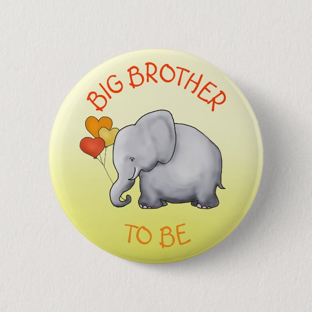 Cute Balloons Elephant Baby Shower Big Brother 6 Cm Round Badge (Front)