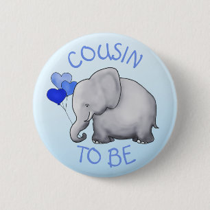Cute Balloons Elephant Baby Shower Cousin-To-Be 6 Cm Round Badge
