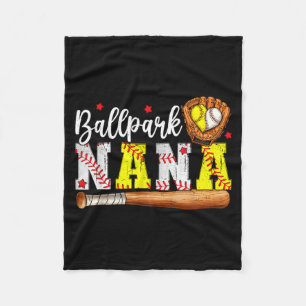 Cute Ballpark Nana Softball Nana Baseball Nana Fleece Blanket