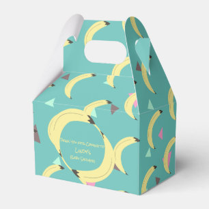 Cute Banana Bunch Teal Confetti Baby Shower Favour Box