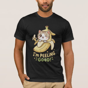 Cute Banana Cat - I'm Peeling Good Funny Cat Meme T-Shirt