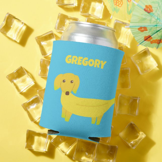 Cute Banana Dog Personalised Can Cooler (In Situ Summer)