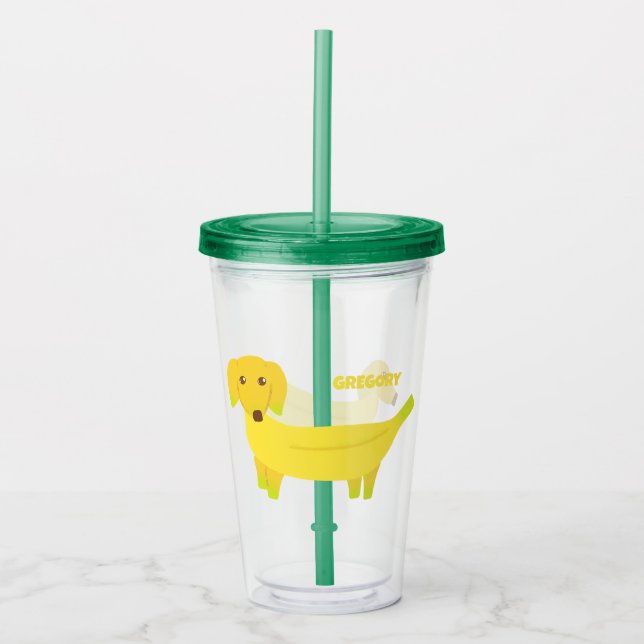 Cute Banana Dogs Personalised Acrylic Tumbler (Front)