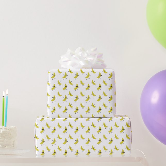 Cute Banana Kawaii Birthday Kids Summer Wrapping Paper (Party Gifts)