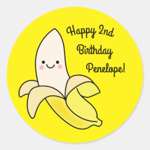Cute Banana Kids Birthday Kawaii Classic Round Sticker