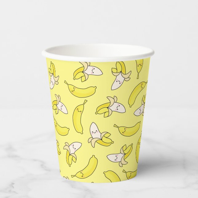 Cute Banana Kids Birthday Kawaii Paper Cups (Front)