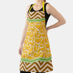 Cute Banana Polka Dot & Chevron Yellow Apron