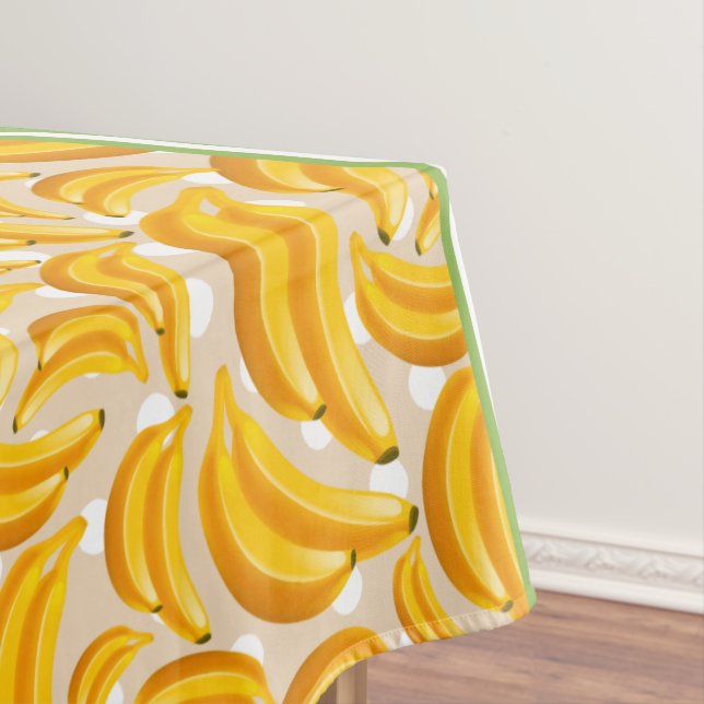 Cute Banana Polka Dot & Chevron Yellow Tablecloth (In Situ)