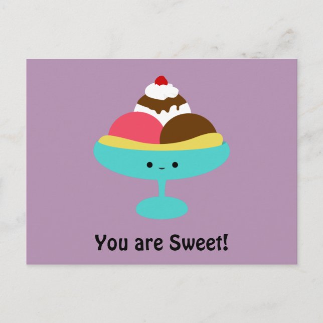 Cute Banana Split Postcard (Front)