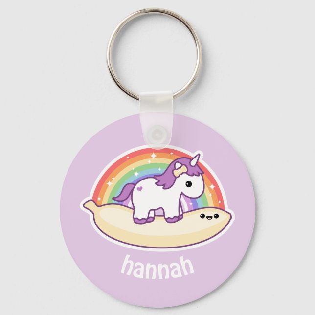 Cute Banana Unicorn Key Ring (Front)