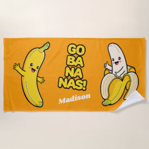 Cute Bananas custom name beach towel