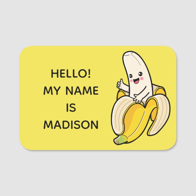 Cute Bananas custom text name tags (Front)