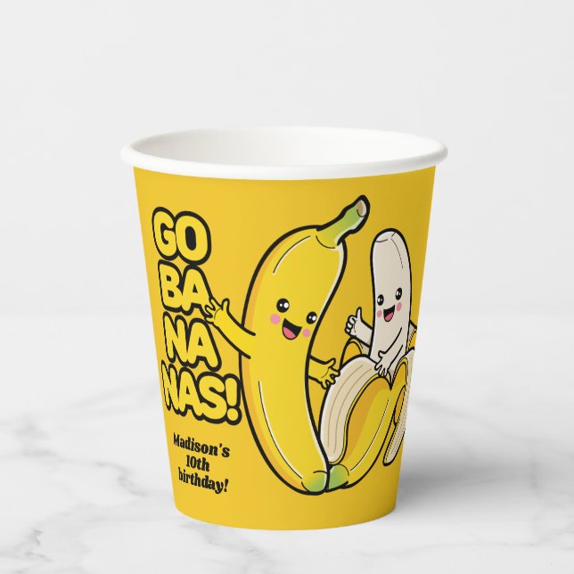 Cute Bananas custom text Paper Cups (Front)