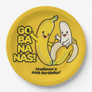Cute Bananas custom text Paper Plate