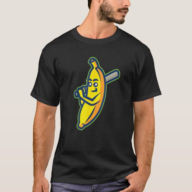 Cute Bananas Holding Baseball Bat For Baseball T-Shirt (Front)