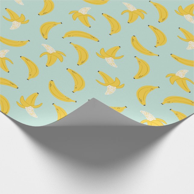 Cute Bananas on light blue Wrapping Paper (Corner)