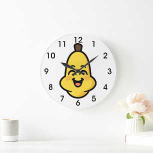 Cute Banini Banana Kawaii Character Art Large Clock