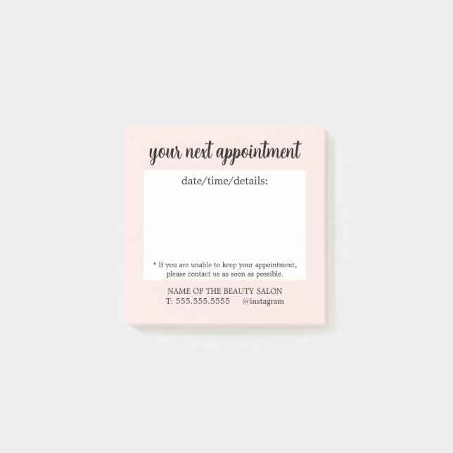 Cute Bare Rose Handwritten Appointment Remind Post-it Notes (Front)