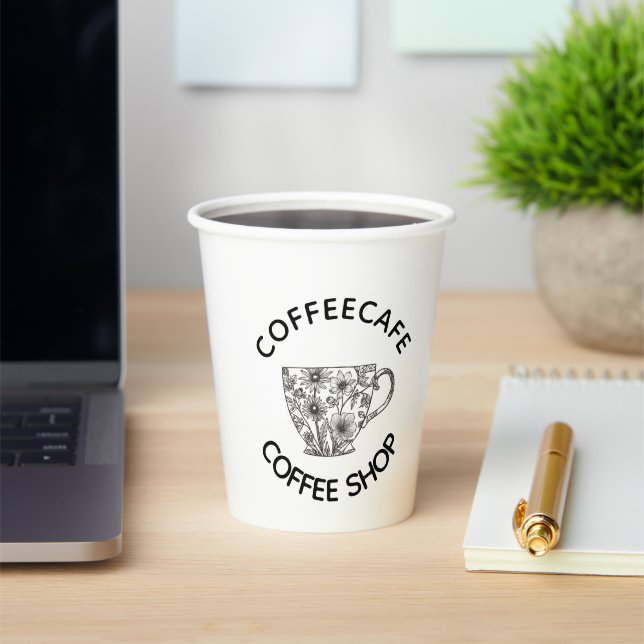 Cute Barista Obsessive Coffee café Paper Cups (Insitu)