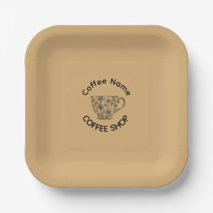 Cute Barista Obsessive Coffee café Paper Plate