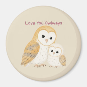 Cute Barn Owl Family Magnet