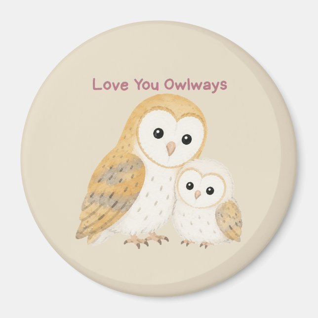 Cute Barn Owl Family Magnet (Front)