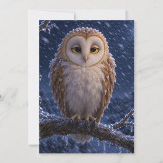 Cute Barn Owl Winter Snow Greeting Card