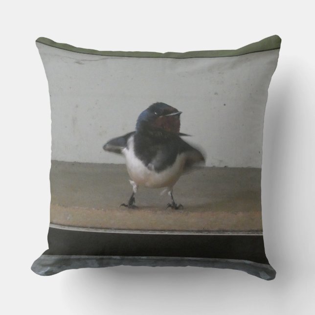 Cute Barn Swallow Throw Pillow (Front)