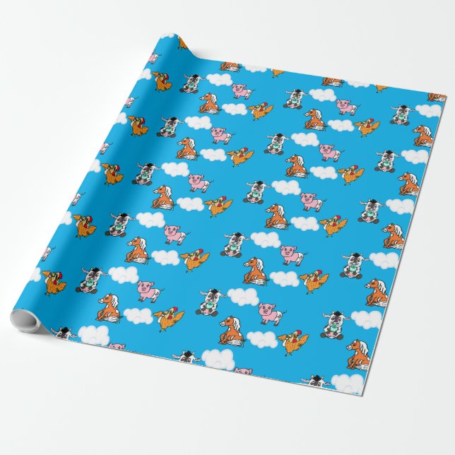 Cute Barn Yard Animals Gift Wrap (Unrolled)