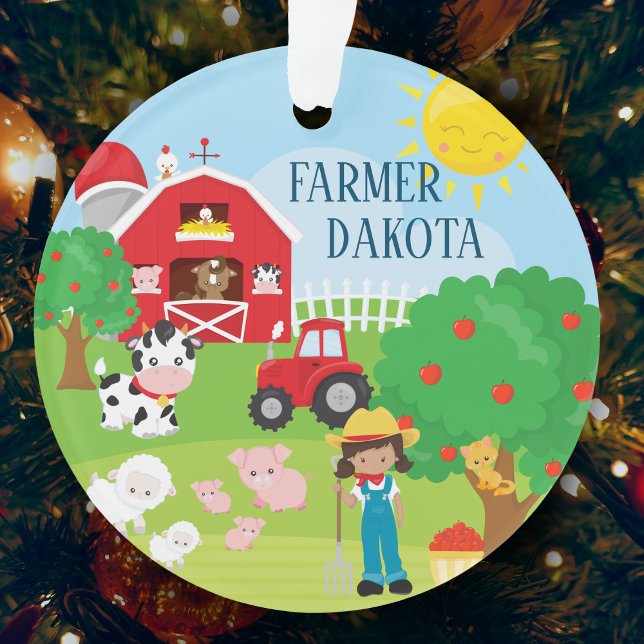 Cute Barnyard Animals, Farmer Girl Christmas Ornament (Creator Uploaded)