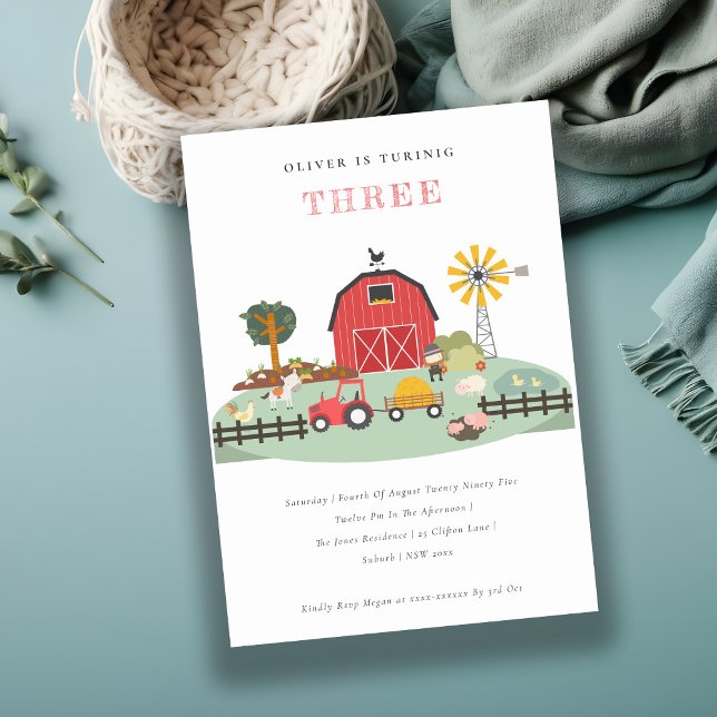 Cute Barnyard Farm Animal Any Age Birthday Invite (Creator Uploaded)