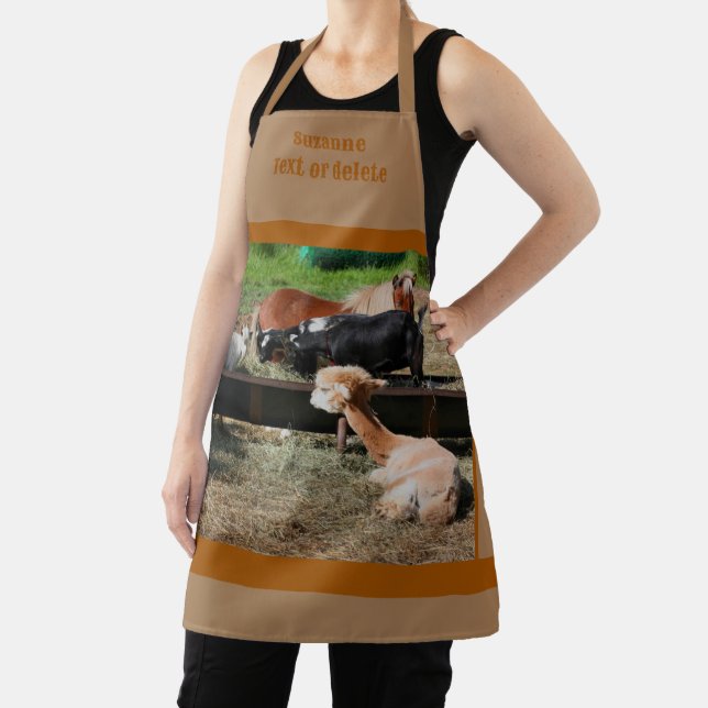 Cute Barnyard Farm Animal Breakfast Personalised Apron (Insitu)