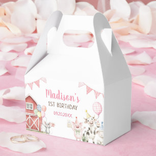 Cute Barnyard Farm Animals 1st Birthday Favour Box