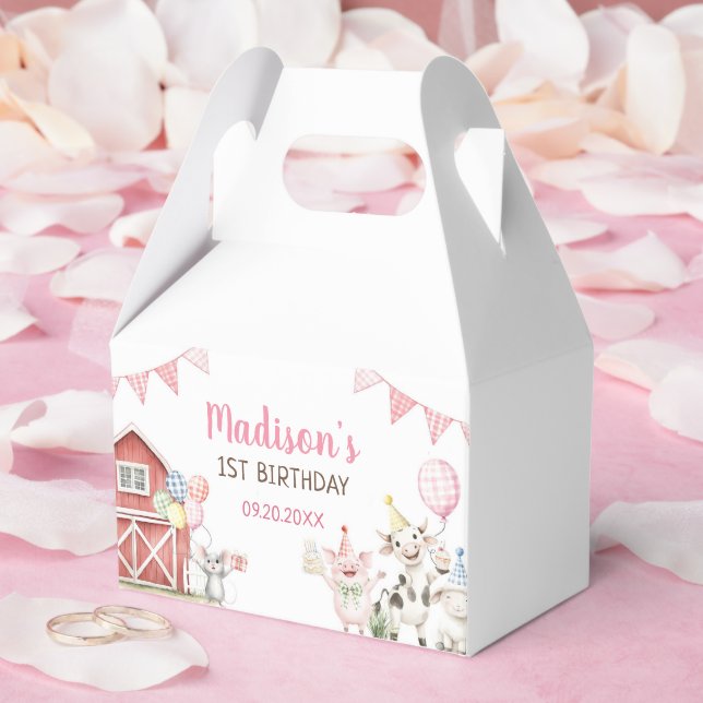 Cute Barnyard Farm Animals 1st Birthday Favour Box (Wedding)
