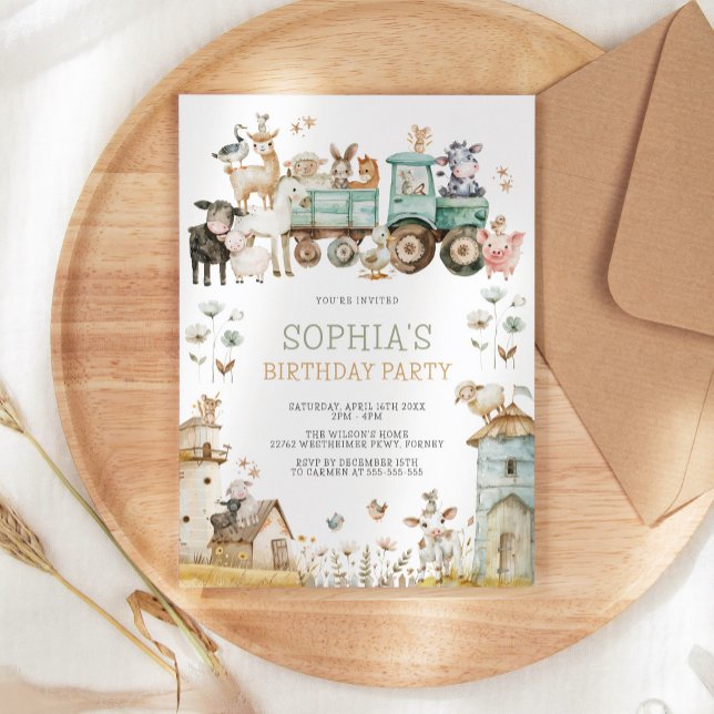 Cute Barnyard Farm Animals Birthday Invitation (Creator Uploaded)