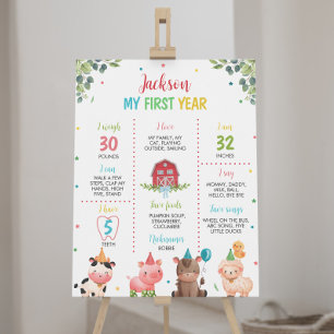 Cute Barnyard Farm Animals Birthday Milestone Sign