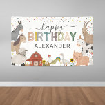 Cute Barnyard Farm Birthday Banner<br><div class="desc">Cute barnyard petting zoo birthday banner featuring a simple white background,  adorable farm animals including a cow,  goat,  pig,  sheep,  donkey,  horse,  rabbit,  duck & a rooster,  the saying "happy birthday",  and the childs name.</div>