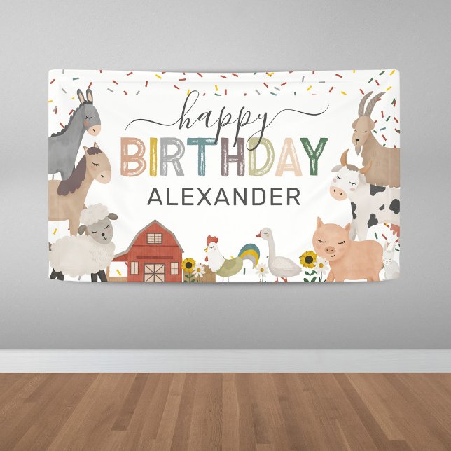 Cute Barnyard Farm Birthday Banner (Creator Uploaded)