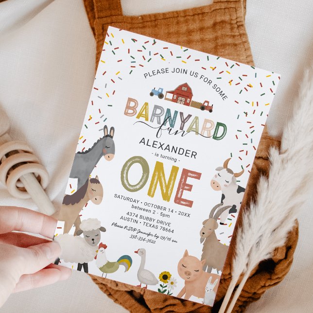 Cute Barnyard Farm First Birthday Invitation (Creator Uploaded)