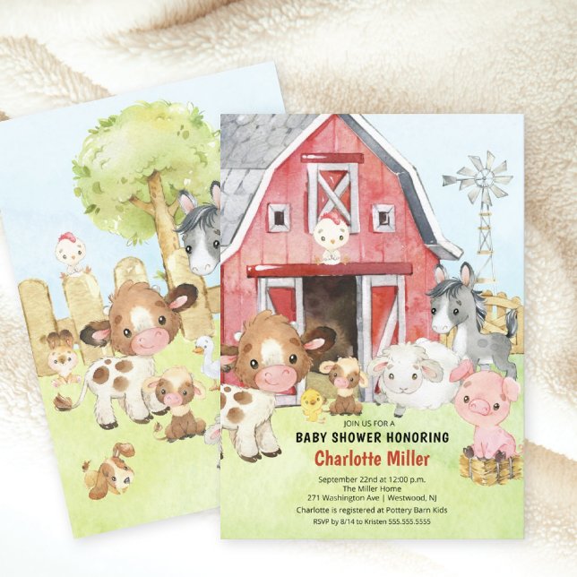 Cute Barnyard Friends Baby Shower Invitation (Creator Uploaded)