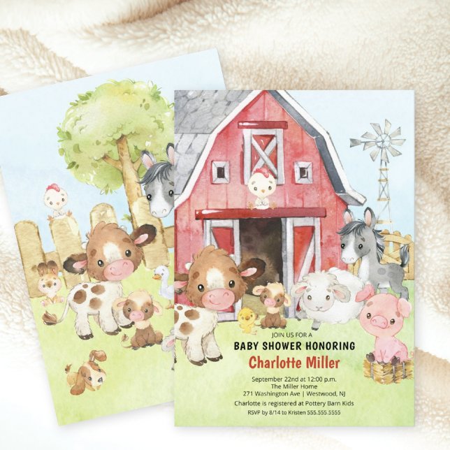 Cute Barnyard Friends Baby Shower Invitation (Creator Uploaded)