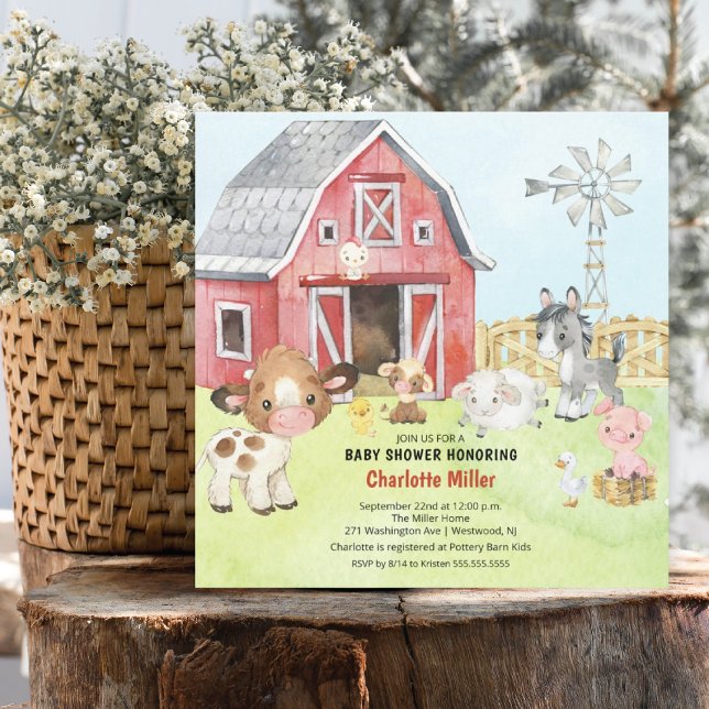 Cute Barnyard Friends Baby Shower Invitation (Creator Uploaded)