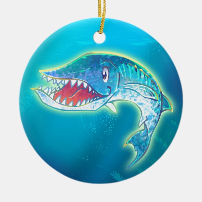 Cute Barracuda Ceramic Tree Decoration (Front)